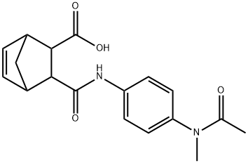 3-((4-(N-methylacetamido)phenyl)carbamoyl)bicyclo[2.2.1]hept-5-ene-2-carboxylic acid Struktur