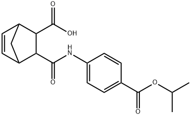 3-((4-(isopropoxycarbonyl)phenyl)carbamoyl)bicyclo[2.2.1]hept-5-ene-2-carboxylic acid Struktur