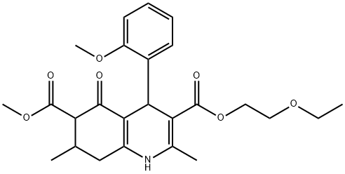 3-(2-ethoxyethyl) 6-methyl 4-(2-methoxyphenyl)-2,7-dimethyl-5-oxo-1,4,5,6,7,8-hexahydroquinoline-3,6-dicarboxylate Struktur