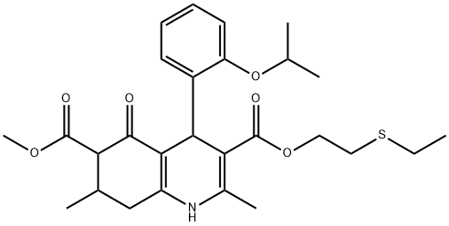 3-(2-(ethylthio)ethyl) 6-methyl 4-(2-isopropoxyphenyl)-2,7-dimethyl-5-oxo-1,4,5,6,7,8-hexahydroquinoline-3,6-dicarboxylate Struktur