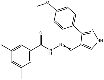 (Z)-N'-((3-(4-methoxyphenyl)-1H-pyrazol-4-yl)methylene)-3,5-dimethylbenzohydrazide Struktur