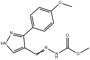 (Z)-methyl 2-((3-(4-methoxyphenyl)-1H-pyrazol-4-yl)methylene)hydrazinecarboxylate Struktur