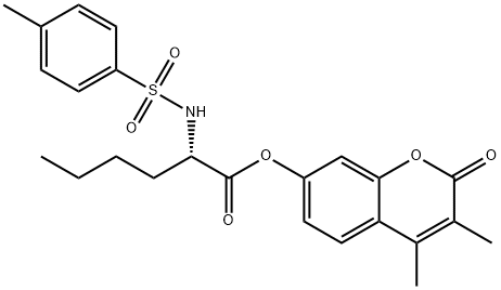 (R)-3,4-dimethyl-2-oxo-2H-chromen-7-yl 2-(4-methylphenylsulfonamido)hexanoate Struktur