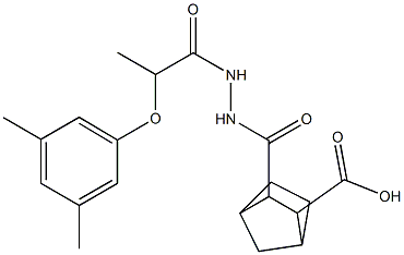 3-(2-(2-(3,5-dimethylphenoxy)propanoyl)hydrazinecarbonyl)bicyclo[2.2.1]heptane-2-carboxylic acid Struktur