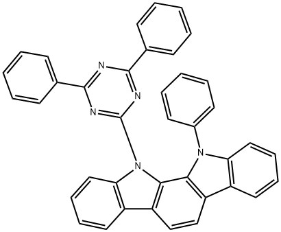 11-(4,6-Diphenyl-[1,3,5]triazin-2-yl)-12-phenyl-11,12-dihydro-11,12-diaza-indeno[2,1-a]fluorene Struktur