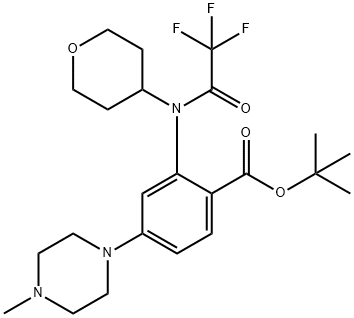 4-(4-methylpiperazin-1-yl)-2-[(tetrahydropyran-4-yl)(2,2,2-trifluoroacetyl)amino]benzoic acid tert-butyl ester Struktur