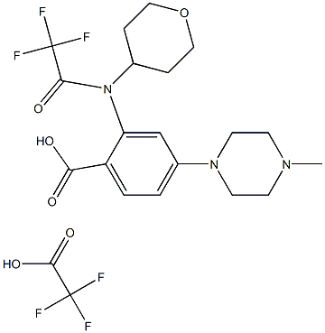 4-(4-methylpiperazin-1-yl)-2-[(tetrahydropyran-4-yl)(2,2,2-trifluoroacetyl)amino]benzoic acid trifluoroacetate Struktur