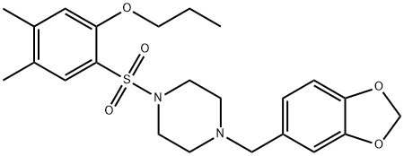 2-{[4-(1,3-benzodioxol-5-ylmethyl)-1-piperazinyl]sulfonyl}-4,5-dimethylphenyl propyl ether Struktur