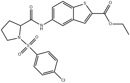 ethyl 5-[({1-[(4-chlorophenyl)sulfonyl]-2-pyrrolidinyl}carbonyl)amino]-1-benzothiophene-2-carboxylate Struktur