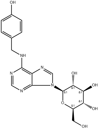 4-[[(9-beta-D-Glucopyranosyl-9H-purin-6-yl)amino]methyl]phenol Struktur