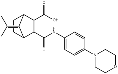 3-((4-morpholinophenyl)carbamoyl)-7-(propan-2-ylidene)bicyclo[2.2.1]heptane-2-carboxylic acid Struktur