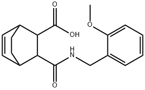 3-((2-methoxybenzyl)carbamoyl)bicyclo[2.2.2]oct-5-ene-2-carboxylic acid Struktur