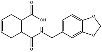 6-((1-(benzo[d][1,3]dioxol-5-yl)ethyl)carbamoyl)cyclohex-3-enecarboxylic acid Struktur