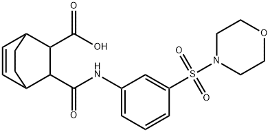 3-((3-(morpholinosulfonyl)phenyl)carbamoyl)bicyclo[2.2.2]oct-5-ene-2-carboxylic acid Struktur