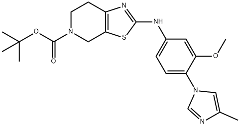 tert-Butyl 2-((3-methoxy-4-(4-methyl-1H-imidazol-1-yl)phenyl)amino)-6,7-dihydrothiazolo[5,4-c]pyridine-5(4H)-carboxylate Struktur