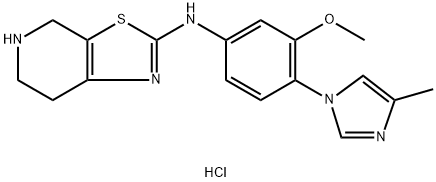 N-(3-Methoxy-4-(4-methyl-1H-imidazol-1-yl)phenyl)-4,5,6,7-tetrahydrothiazolo[5,4-c]pyridin-2-amine trihydrochloride Struktur