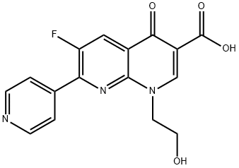 6-Fluoro-1-(2-hydroxyethyl)-4-oxo-7-(pyridin-4-yl)-1,4-dihydro-1,8-naphthyridine-3-carboxylic acid Struktur