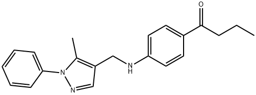 1-(4-(((5-methyl-1-phenyl-1H-pyrazol-4-yl)methyl)amino)phenyl)butan-1-one Struktur