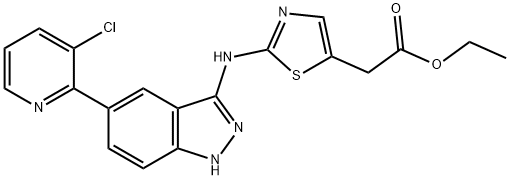 Ethyl 2-(2-((5-(3-chloropyridin-2-yl)-1H-indazol-3-yl)amino)thiazol-5-yl)acetate Struktur