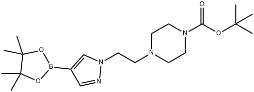 tert-butyl 4-(2-(4-(4,4,5,5-tetramethyl-1,3,2-dioxaborolan-2-yl)-1H-pyrazol-1-yl)ethyl)piperazine-1-carboxylate Struktur