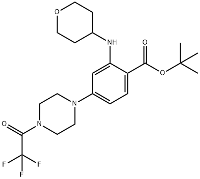 tert-butyl 4-(4-(2,2,2-trifluoroacetyl)piperazin-1-yl)-2-(tetrahydro-2H-pyran-4-ylamino)benzoate Struktur