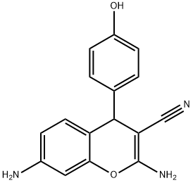 2,7-diamino-4-(4-hydroxyphenyl)-4H-chromene-3-carbonitrile Struktur