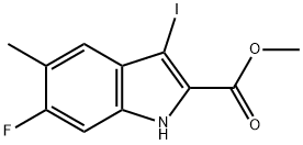 6-fluoro-3-iodo-5-methyl-1H-indole-2-carboxylic acid methyl ester Struktur