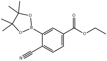 Benzoic acid, 4-cyano-3-(4,4,5,5-tetramethyl-1,3,2-dioxaborolan-2-yl)-, ethyl ester Struktur