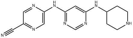 5-((6-(Piperidin-4-ylamino)pyrimidin-4-yl)amino)pyrazine-2-carbonitrile Struktur