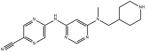 5-((6-(Methyl(piperidin-4-ylmethyl)amino)pyrimidin-4-yl)amino)pyrazine-2-carbonitrile Struktur