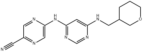 5-((6-(Methyl(tetrahydro-2H-pyran-3-yl)amino)pyrimidin-4-yl)amino)pyrazine-2-carbonitrile Struktur