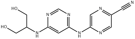 5-((6-((1,3-Dihydroxypropan-2-yl)amino)pyrimidin-4-yl)amino)pyrazine-2-carbonitrile Struktur