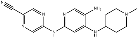 5-((5-Amino-4-((1-methylpiperidin-4-yl)amino)pyridin-2-yl)amino)pyrazine-2-carbonitrile Struktur