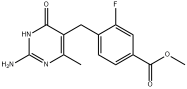 Methyl 4-((2-amino-4-hydroxy-6-methylpyrimidin-5-yl)methyl)-3-fluorobenzoate Struktur