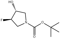 tert-butyl (3R,4R)-3-fluoro-4-hydroxypyrrolidine-1-carboxylate Struktur