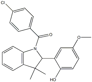 (4-Chlorophenyl)(2-(2-hydroxy-5-methoxyphenyl)-3,3-dimethylindolin-1-yl)methanone Struktur