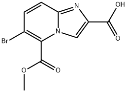 6-bromo-5-(methoxycarbonyl)imidazo[1,2-a]pyridine-2-carboxylic acid Struktur