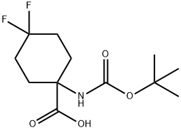 1-((tert-Butoxycarbonyl)amino)-4,4-difluorocyclohexanecarboxylic acid Struktur