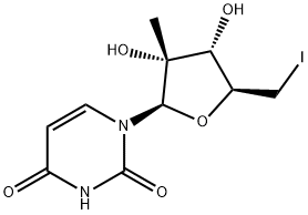 1-((2R,3R,4R,5S)-3,4-dihydroxy-5-(iodomethyl)-3-methyltetrahydrofuran-2-yl)pyrimidine-2,4(1H,3H)-dione Struktur