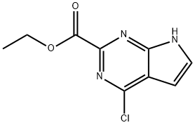 Ethyl 4-chloro-1H-pyrrolo[2,3-d]pyrimidine-2-carboxylate Struktur