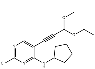 2-chloro-N-cyclopentyl-5-(3,3-diethoxy-1-propyn-1-yl)-4-Pyrimidinamine Struktur