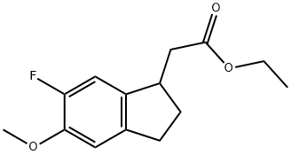 Ethyl 2-(6-fluoro-5-methoxy-2,3-dihydro-1H-inden-1-yl)acetate Struktur