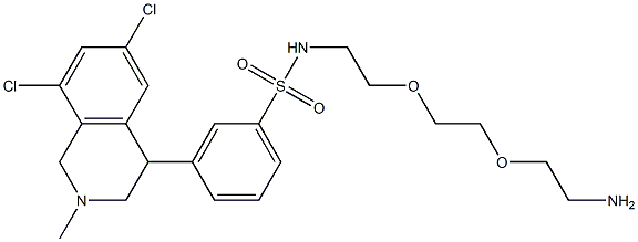 Benzenesulfonamide, N-[2-[2-(2-aminoethoxy)ethoxy]ethyl]-3-(6,8-dichloro-1,2,3,4-tetrahydro-2-methyl-4-isoquinolinyl)- Struktur