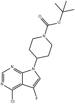 tert-Butyl 4-(4-chloro-5-fluoro-7H-pyrrolo[2,3-d]pyrimidin-7-yl)piperidine-1-carboxylate Struktur