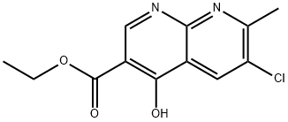 6-Chloro-7-methyl-4-oxo-1,4-dihydro-[1,8]naphthyridine-3-carboxylic acid ethyl ester Struktur