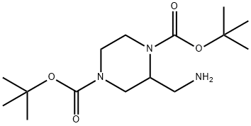 1,4-di-tert-butyl 2-(aminomethyl)piperazine-1,4-dicarboxylate Struktur