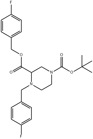 1-tert-Butyl 3-(4-fluorobenzyl) 4-(4-fluorobenzyl)piperazine-1,3-dicarboxylate Struktur