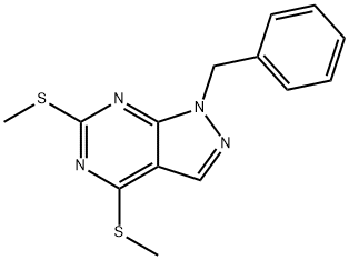 1-Benzyl-4,6-bis(methylthio)-1H-pyrazolo[3,4-d]pyrimidine Struktur