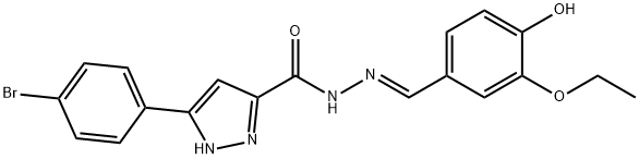 (E)-5-(4-bromophenyl)-N'-(3-ethoxy-4-hydroxybenzylidene)-1H-pyrazole-3-carbohydrazide Struktur