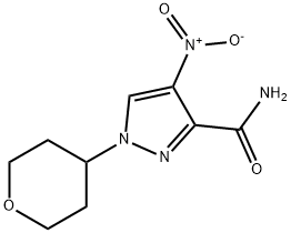 4-nitro-1-(tetrahydro-2H-pyran-4-yl)-1H-pyrazole-3-carboxamide Structure